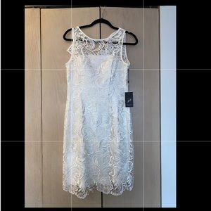 Adrianna Papell White Lace Midi Dress